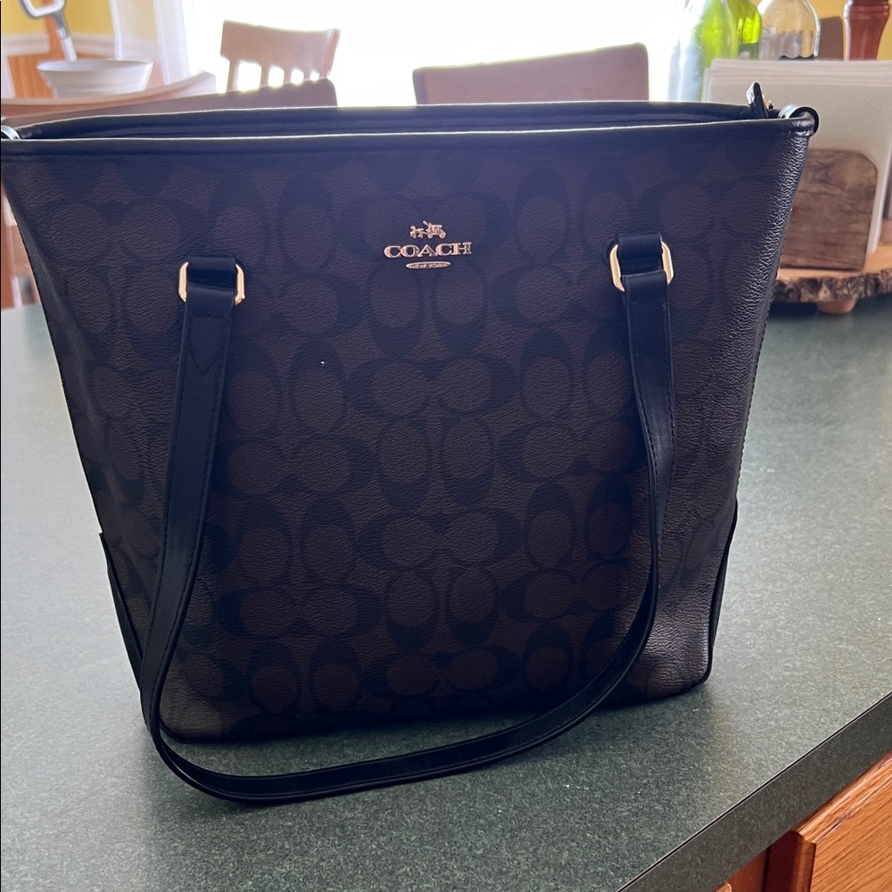 Coach Black Monogram Tote
